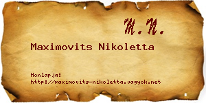 Maximovits Nikoletta névjegykártya